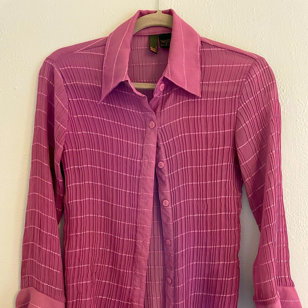 Sheer lilac button down top